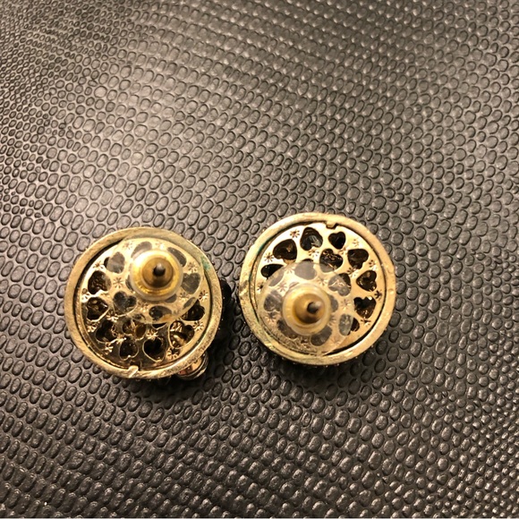 Gold gem rhinestone statement earrings - Picture 7 of 8